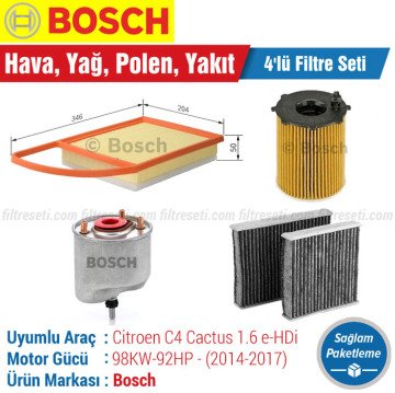 Citroen C4 Cactus 1.6 e-HDi Bosch Filtre Bakım Seti (2014-2017)