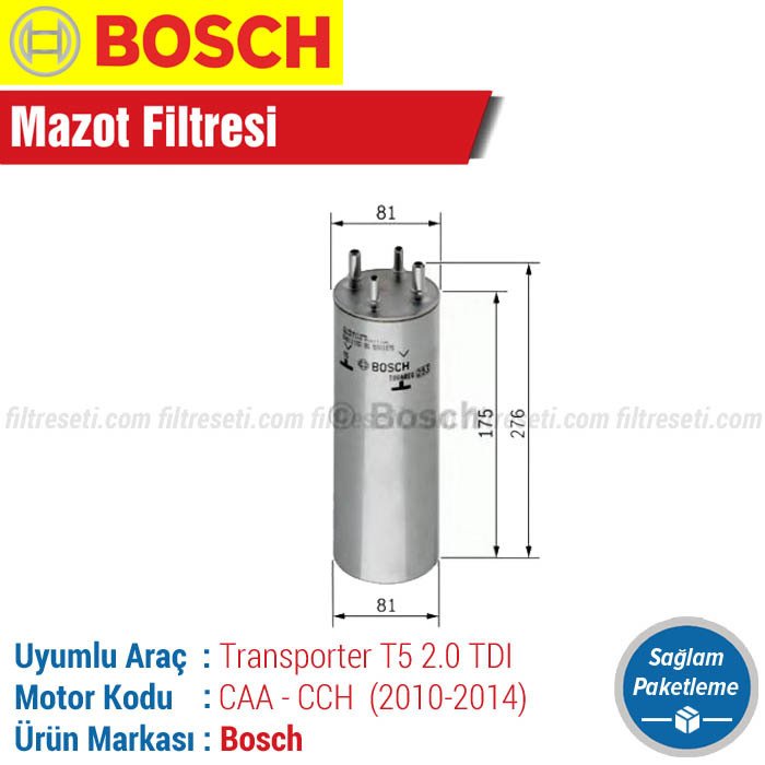 VW Transporter T5 2.0 TDI Bosch Mazot Filtresi (2010-2014)