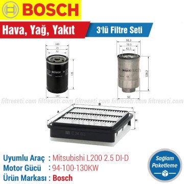 Mitsubishi L200 2.5 DI-D Bosch Filtre Bakım Seti (2008-2015)