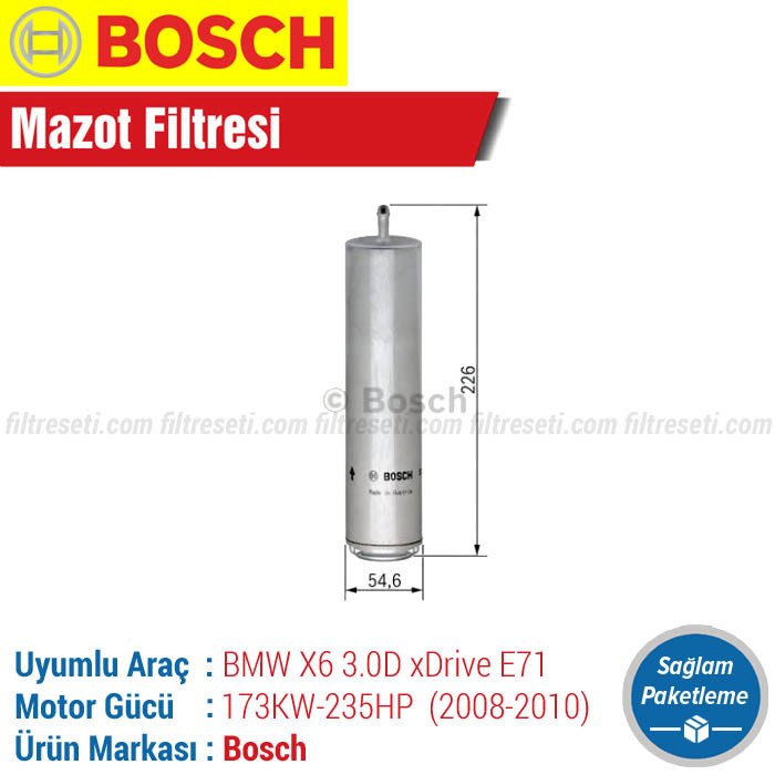 BMW X6 3.0D xDrive E71 Bosch Mazot Filtresi (2008-2010)