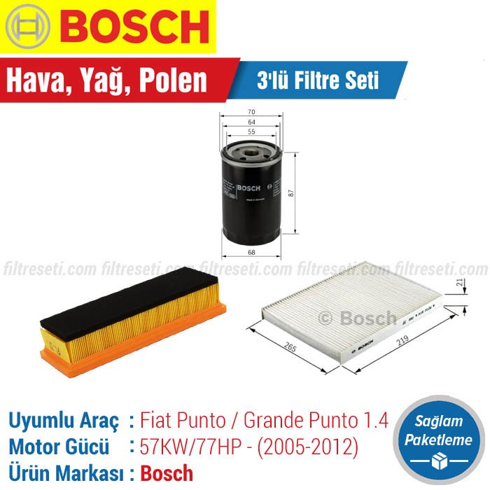 Fiat Punto / Grande Punto 1.4 8V. Bosch Filtre Seti (2005-2012)