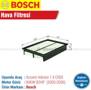 Hyundai Accent Admire 1.5 CRDI Bosch Filtre Seti (2003-2006)