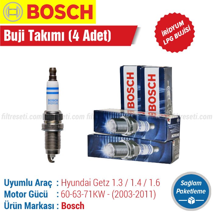 Hyundai Getz 1.3 / 1.4 Bosch İridyum LPG Buji Takımı (2003-2011)