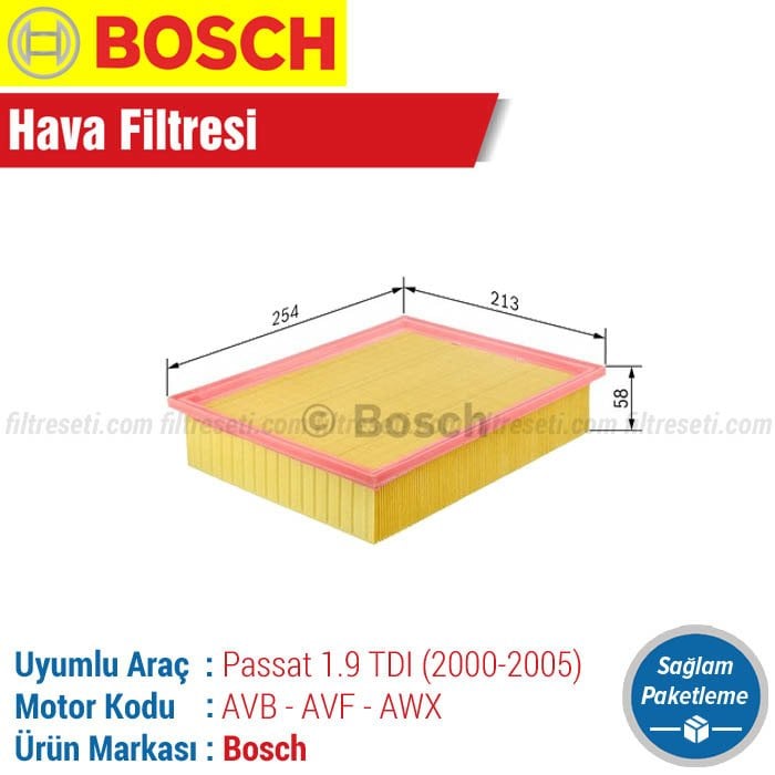 VW Passat 1.9 TDI Bosch Hava Filtresi (2000-2005)