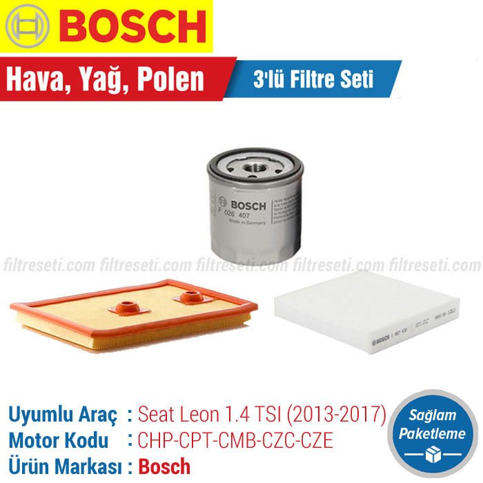 Seat Leon 1.4 TSI Bosch Filtre Bakım Seti (2013-2017)