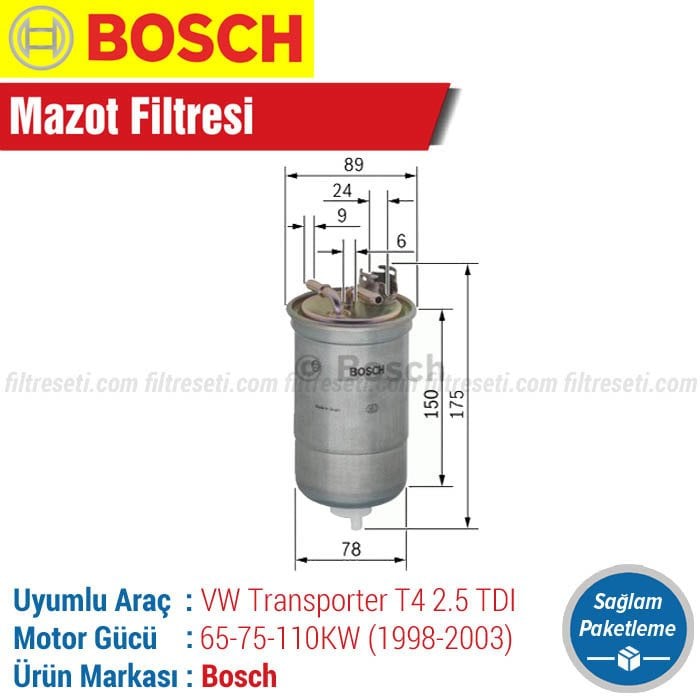 VW Transporter T4 2.5 TDI Bosch Mazot Filtresi (1998-2003)