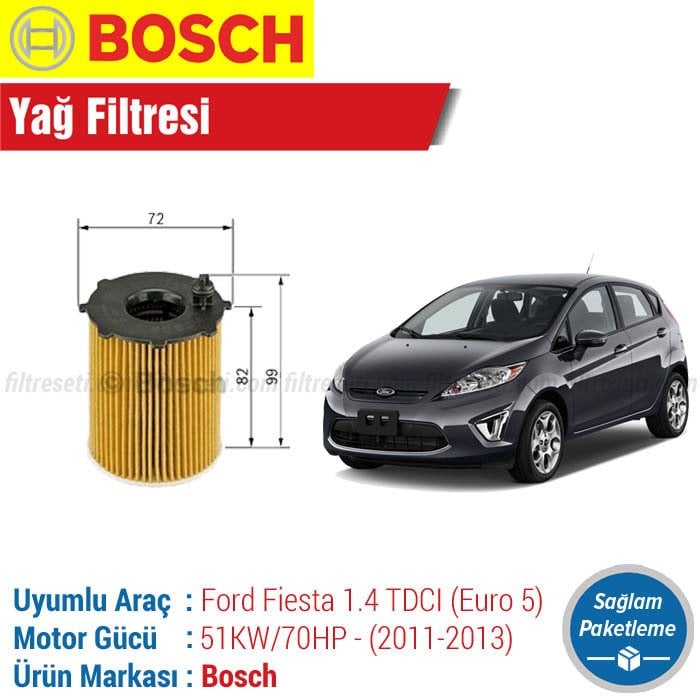 Ford Fiesta 1.4 TDCI Euro 5 Bosch Yağ Filtresi (2011-2013)