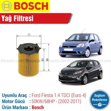 Ford Fiesta 1.4 TDCI Euro 4 Bosch Yağ Filtresi (2002-2011)