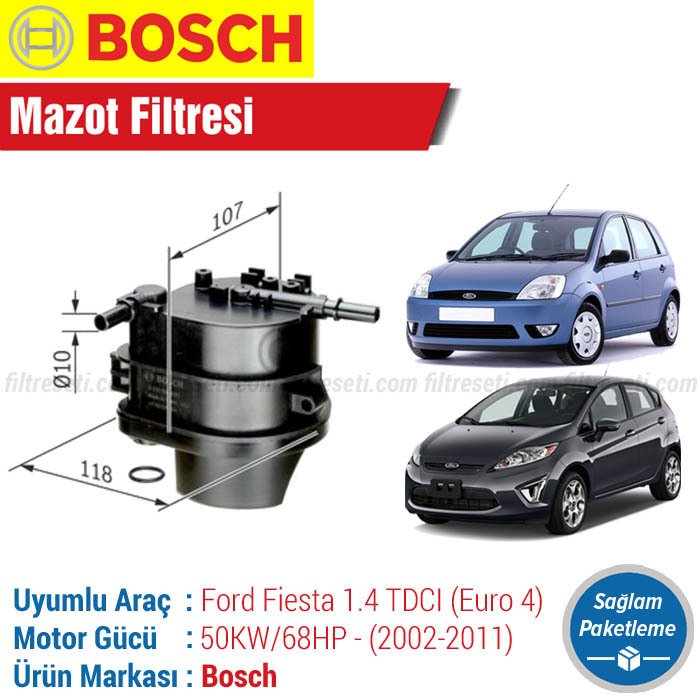 Ford Fiesta 1.4 TDCI Euro 4 Bosch Mazot Filtresi (2002-2011)