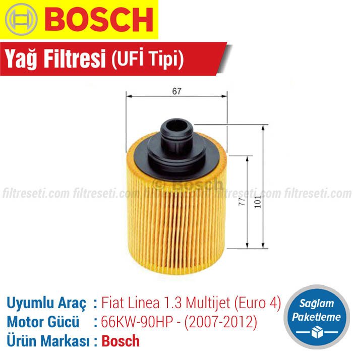 Fiat Linea 1.3 Multijet Ufi Tipi Bosch Yağ Filtresi (2007-2012)
