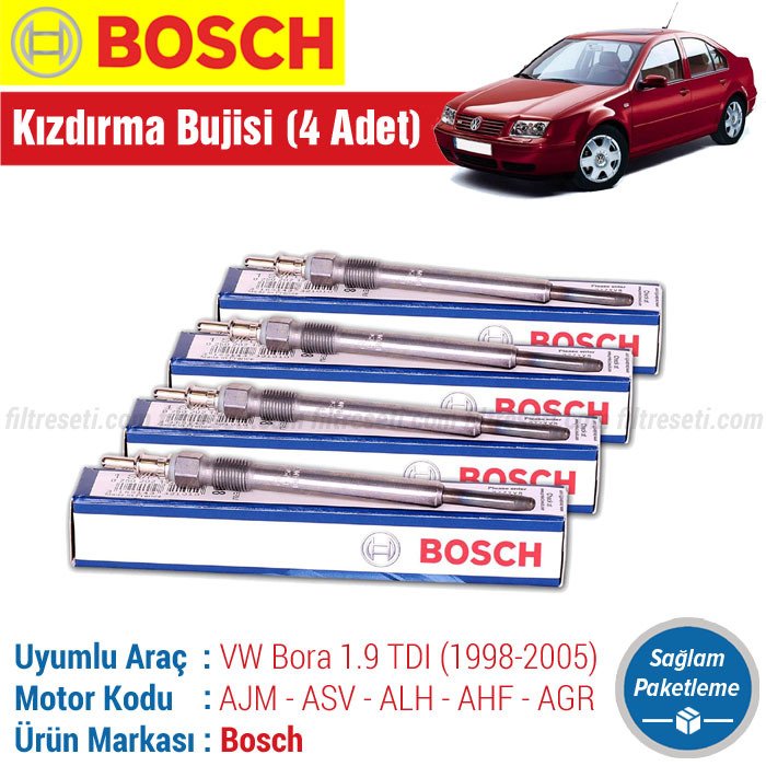 VW Bora 1.9 TDI Bosch Kızdırma Bujisi (1998-2005) 4 ADET