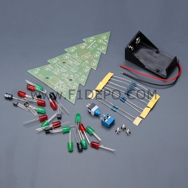 Renkli Işıklı Yılbaşı Çam Ağacı Kiti - Christmas Flash Led Electronic DIY Learning Kit