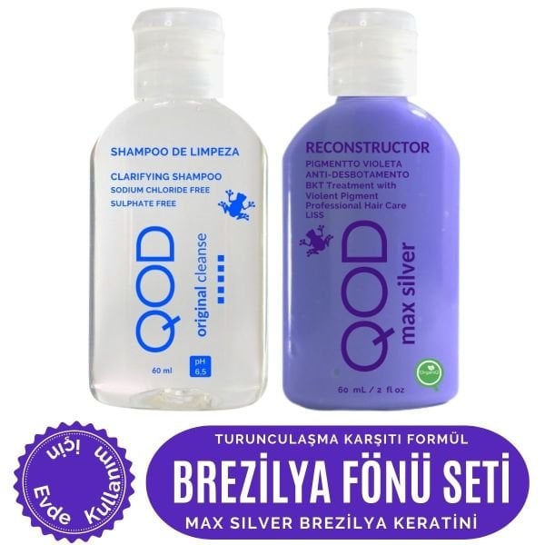 QOD Brezilya Fönü Max Silver Profesyonel Brezilya Keratini Uygulama Kiti (Max Silver Keratin 60 mL + Arındırıcı Şampuan 60 mL )