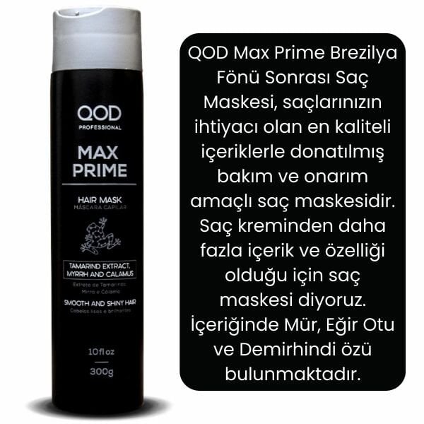QOD Profesyonel Max Prime Keratin  Bakım  Saç Maskesi 300 ml - Brezilya Fönü Sonrası Saç Maskesi