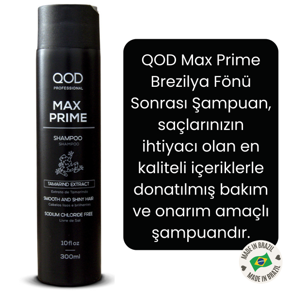 QOD Max Prime Brezilya Fönü Sonrası Şampuanı 300 mL & Saç Maskesi 300 mL Seti