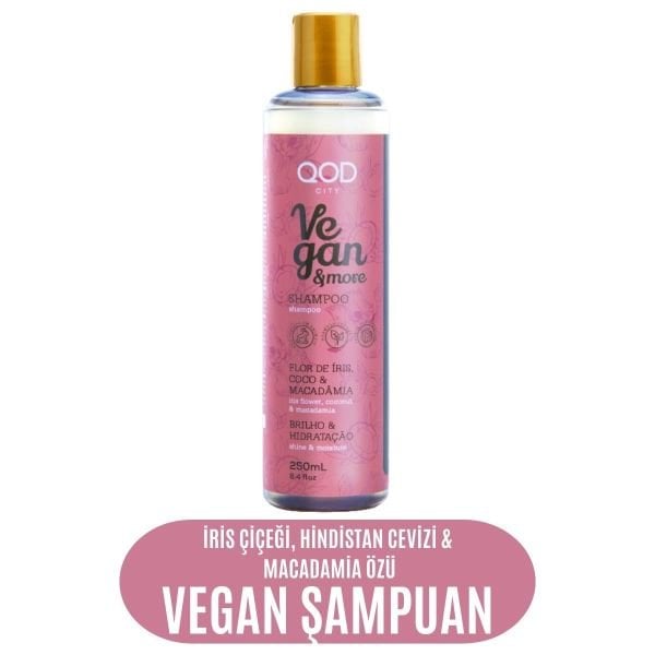 Vegan Şampuan QOD City Vegan & More Şampuan 250 ml / İris Çiçeği & Hindistan Cevizi & Macademia