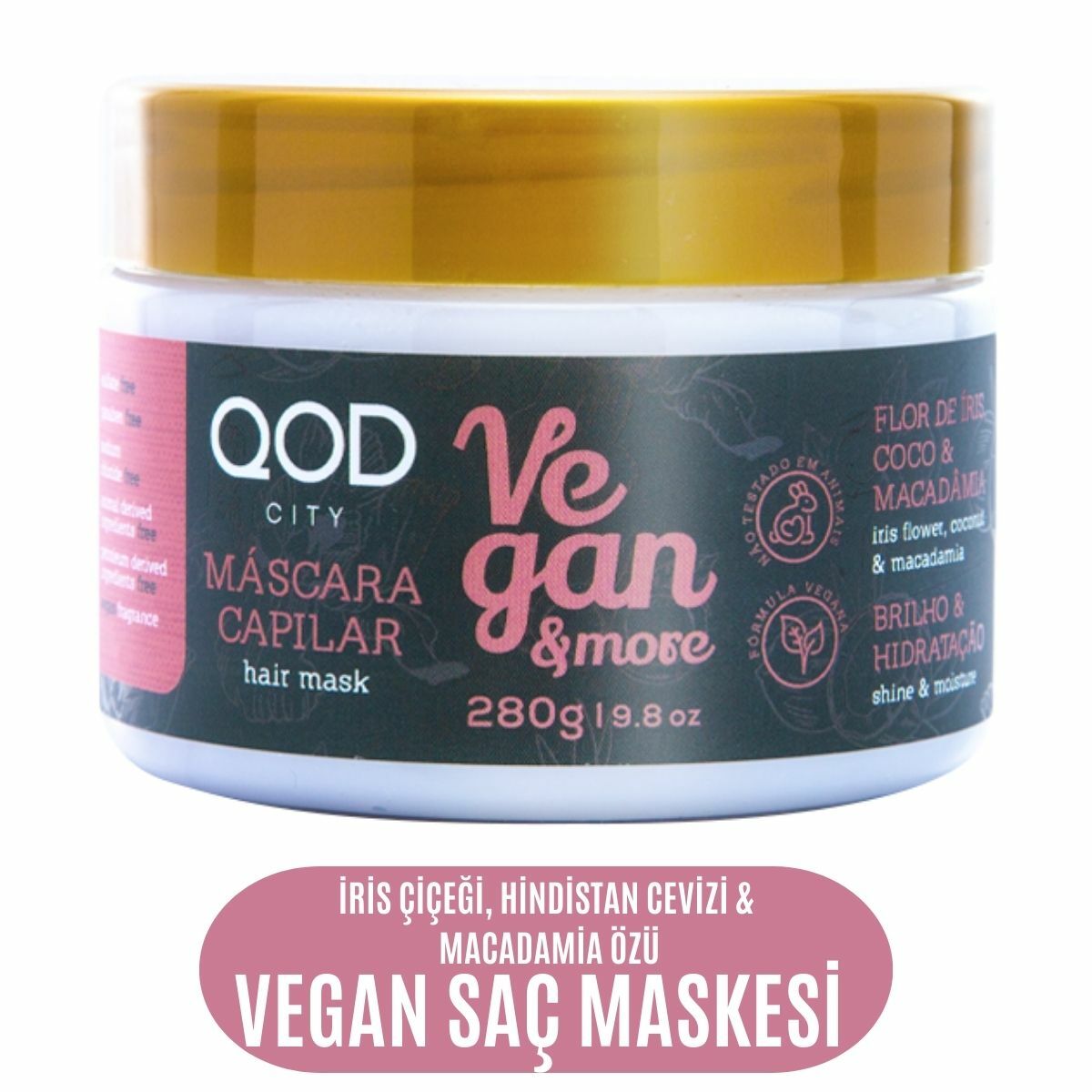 Vegan Saç Maskesi QOD City Vegan & More Saç Maskesi 280 Gr  / İris Çiçeği , Hindistan Cevizi & Macademia