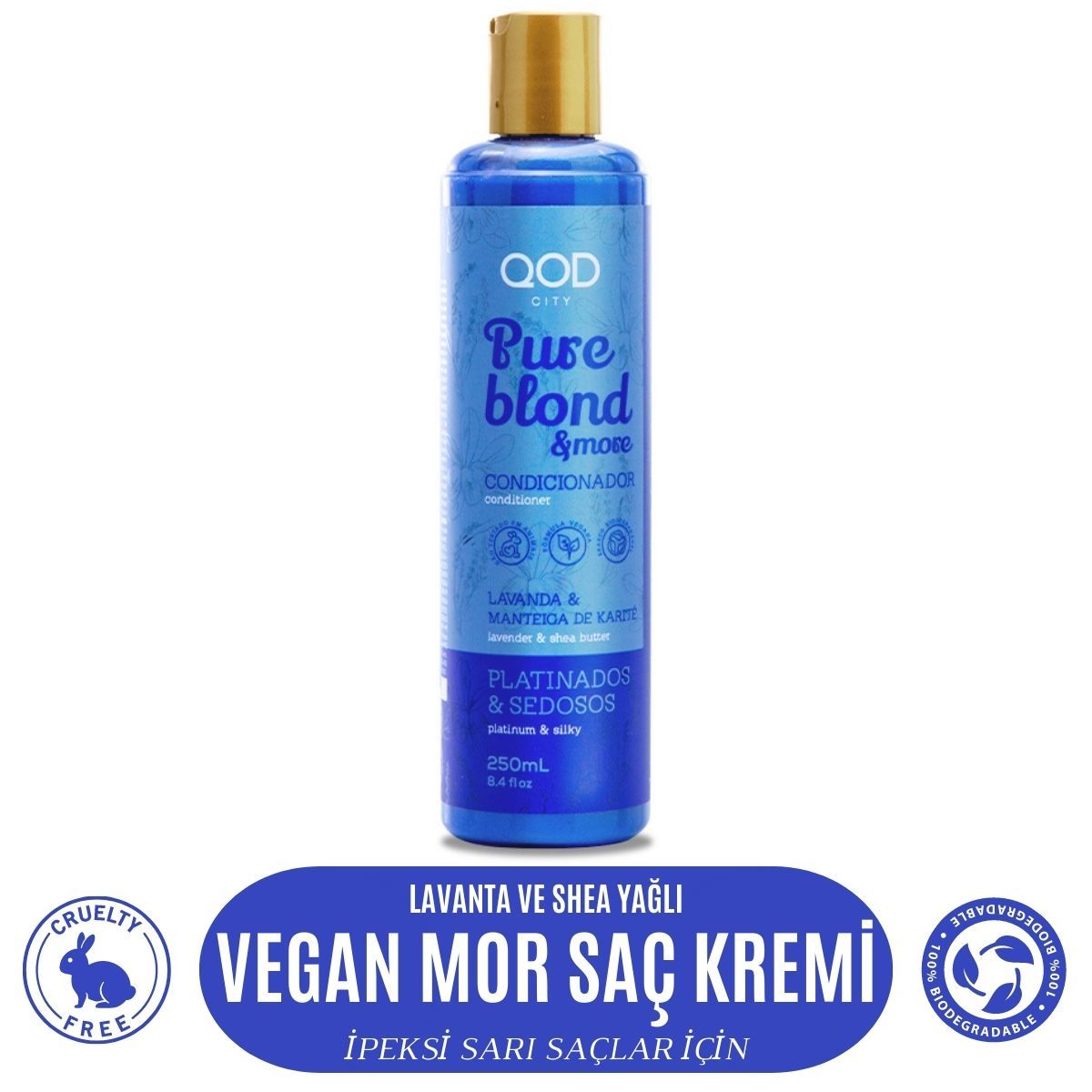 Mor Vegan Saç Kremi QOD City Pure Blond & More Vegan Saç Kremi 250 ml - Mor Pigmentli Saç Kremi