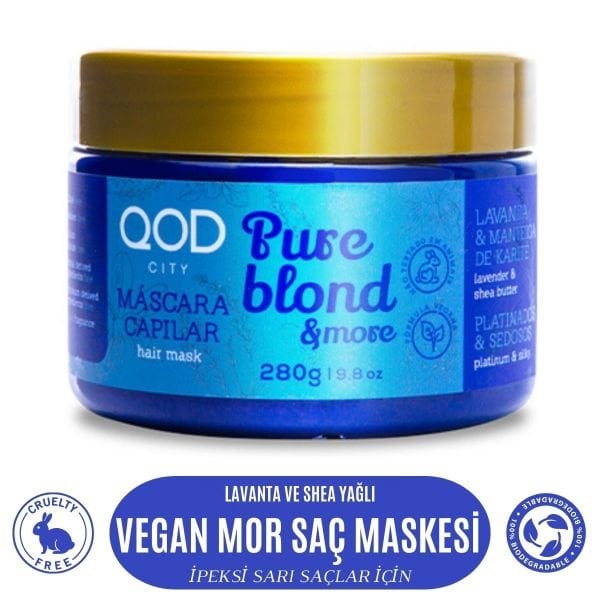 Mor Vegan Saç Maskesi QOD Turunculaşma Karşıtı Mor Vegan Saç Maskesi -  City Pure Blond & More Vegan  Saç Maskesi 280 Gr - Mor Pigmentli Maske