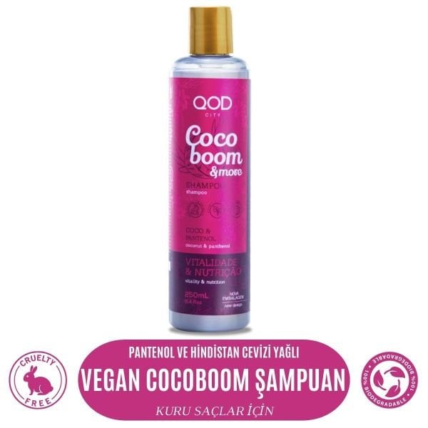 Vegan Pantenol ve Hindistan Cevizi Yağlı Şampuan QOD City Coco Boom & More Şampuan 250ML