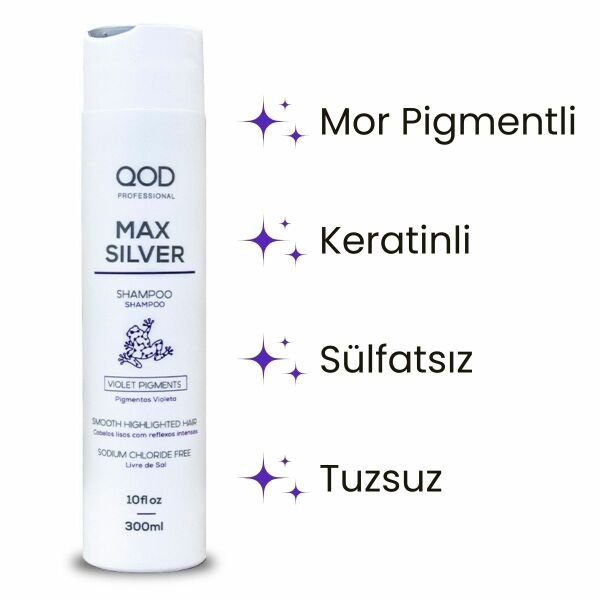 Mor Silver Şampuan QOD Profesyonel  Max Silver Şampuan 300 ml / Mor Pigmentli
