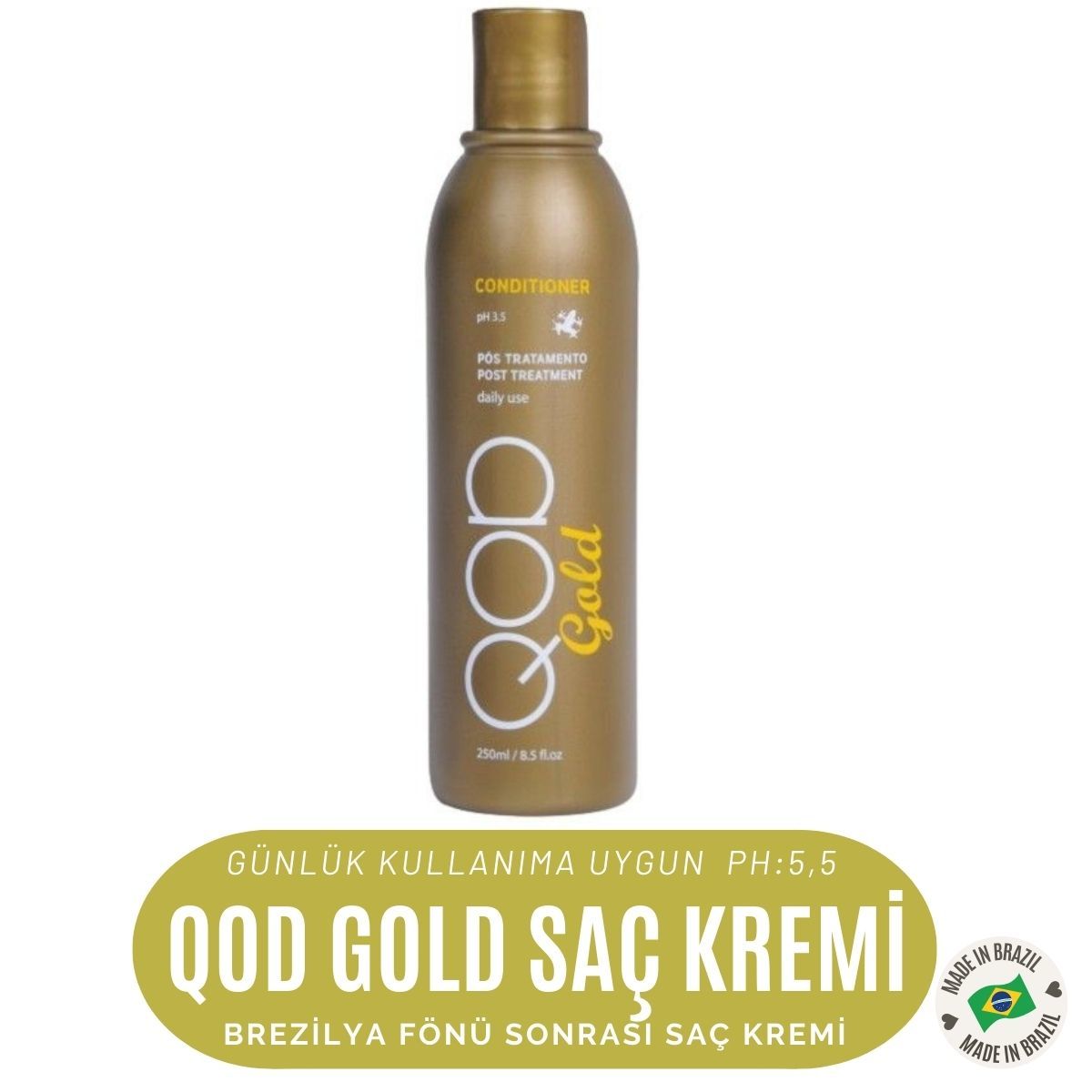 QOD Profesyonel  Gold Saç Kremi 250 ml -Altın Nano Partiküller / Brezilya Fönü Sonrası Saç Kremi
