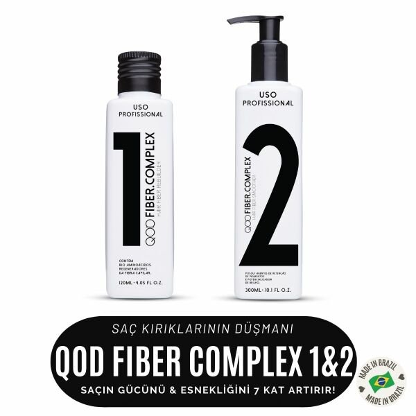 Brezilya Keratin Bakım Seti QOD FIBER COMPLEX 1 & 2 -Saç Kurtarma /Onarım Bakım Kiti - Saç Kırıklarının Düşmanı