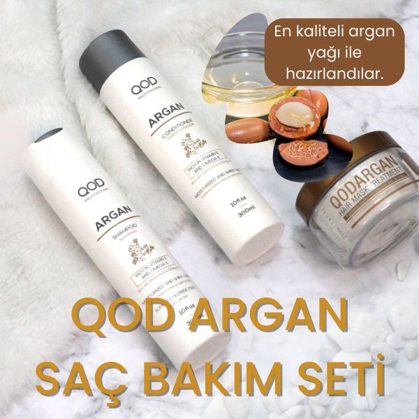 QOD Profesyonel  Argan Şampuan + Saç Kremi + Saç Maskesi