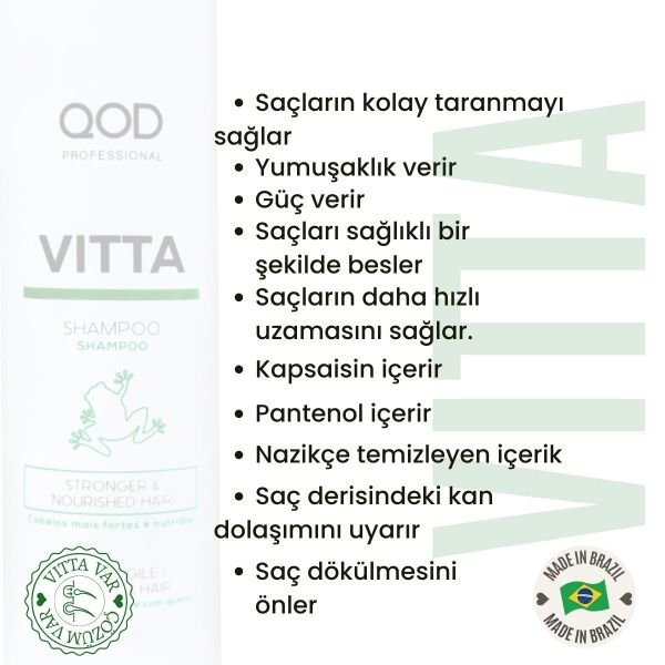Dökülme Karşıtı Şampuan ve Saç Kremi 300 ml - QOD  Profesyonel Vitta