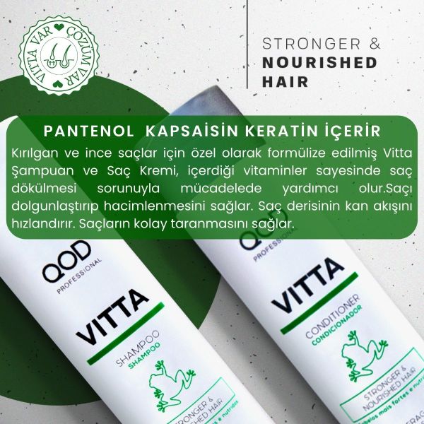 Dökülme Karşıtı Şampuan ve Saç Kremi 300 ml - QOD  Profesyonel Vitta