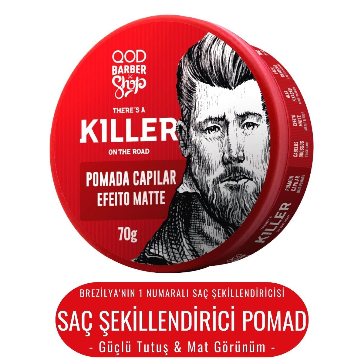 Saç Şekillendirici Pomad - Güçlü Tutuş & Mat Görünüm QOD Barber Shop Killer Pomad 70Gr - Güçlü Tutuş & Mat Görünüm