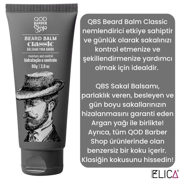 Sakal ve Bıyık Balsamı Nemlendirici Etkili QOD Barber  Shop Nemlendirici Sakal Balsamı 80g gr - Klasik Sakal Balsamı