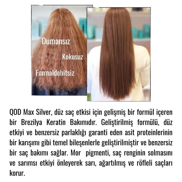 QOD Max Silver Profesyonel Brezilya Keratin Uygulama Kiti ( Uzun Saç ) + Sonrası Şampuan & Krem