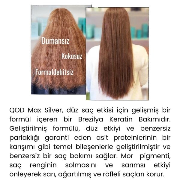 QOD Max Silver Profesyonel Brezilya Keratin Uygulama Kiti ( Uzun Saç ) + Sonrası Argan Şampuan & Krem