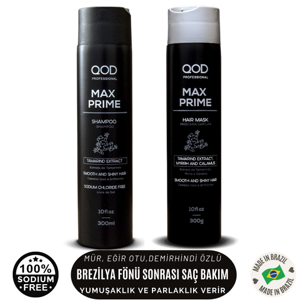 QOD Max Silver Profesyonel Brezilya Keratin Uygulama Kiti ( Kısa Saç ) + Sonrası Max Prime Şampuan & Krem