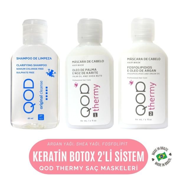 QOD THERMY Elektriklenme Karşıtı Yoğun Nem Veren Keratin Bakım Maskesi ve Arındırıcı Original Cleanse Şampuan Seti