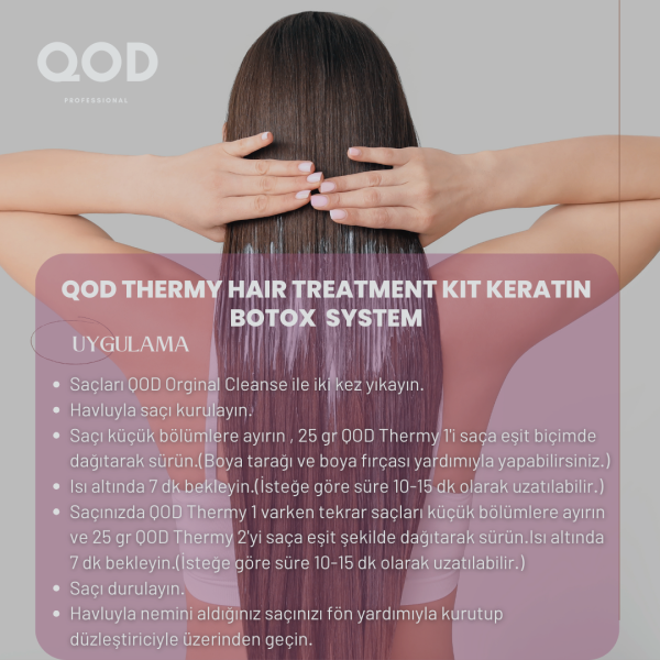 Keratin Bakım Kiti QOD THERMY Elektriklenme Karşıtı Yoğun Nem Veren Keratin Bakım Maskesi ve Arındırıcı Original Cleanse Şampuan Seti