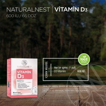 Naturalnest Vitamin D3 600 IU Sprey 10 ml