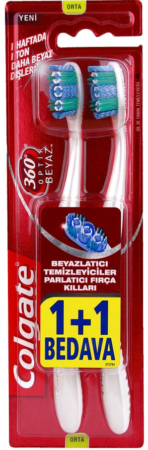 Colgate 360 Optik Beyaz Diş Fırçası  1+1 Orta