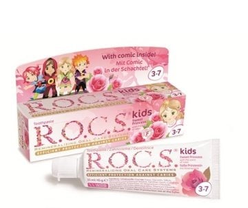 Rocs Kids 3-7 Yaş Floridsiz Gül Tadında Diş Macunu