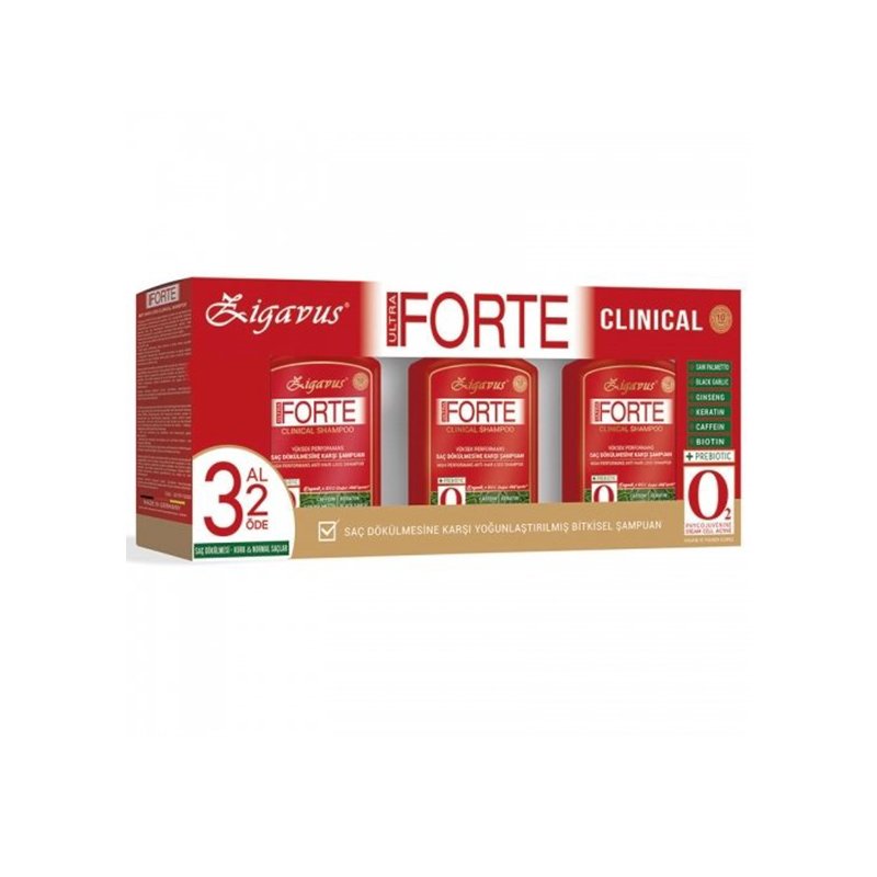 Zigavus Forte Ultra Clinical Saç Dökülmesine Karşı Bakım Şampuanı 3 Al 2 Öde