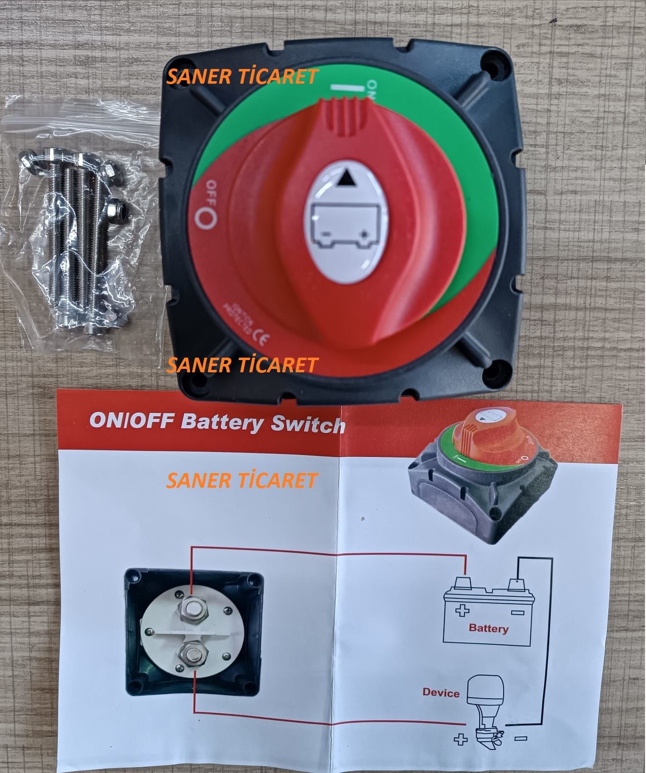 AKÜ ŞALTER DEVRE KESİCİ 500 AMPER  ON-OFF  2P 12-24-48 VOLT