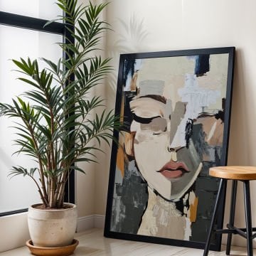 L Siyah Çerçeveli Ruhun Paleti Yağlı Boya Tablo