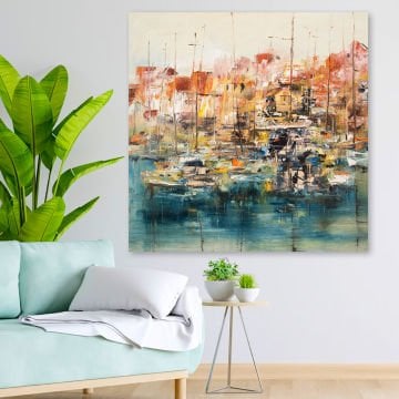 Soyut Liman Manzara Kanvas Tablo