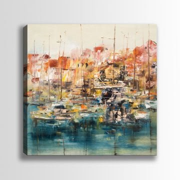 Soyut Liman Manzara Kanvas Tablo