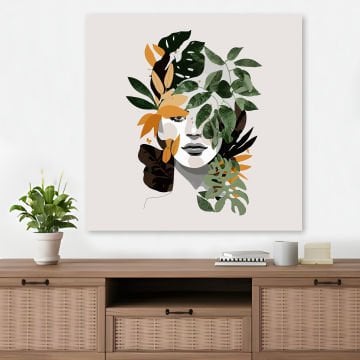 Kadın ve Bitkiler Kanvas Tablo