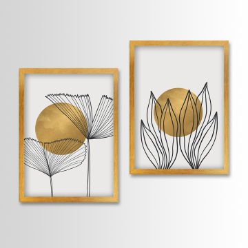 2 Parçalı Altın Çerçeveli Tablo