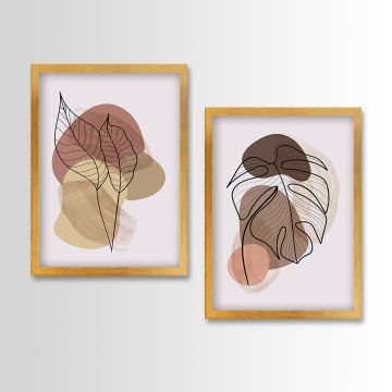 2 Parçalı Altın Çerçeveli Tablo