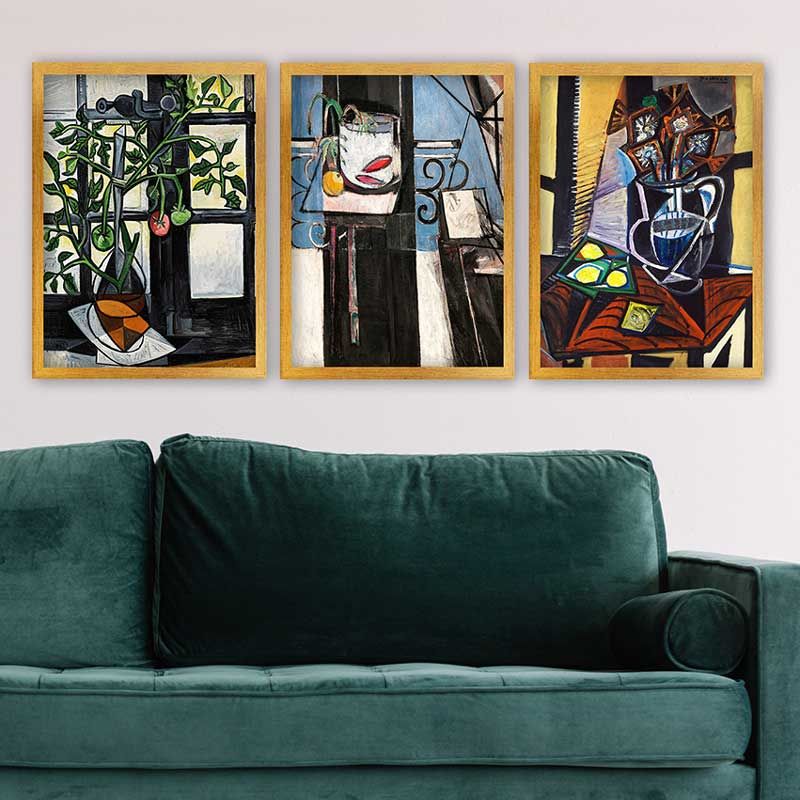 Pablo Picasso 3 Parça Altın Çerçeveli Tablo