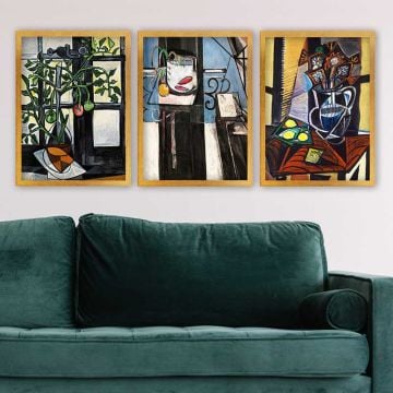 Pablo Picasso 3 Parça Altın Çerçeveli Tablo